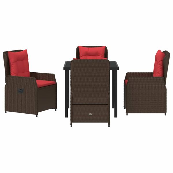 Комплект за хранене в градината 5 pcs Кафяво Полиратан