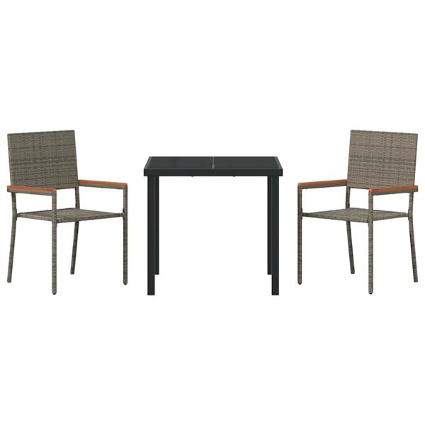 Комплект за хранене в градината 3 pcs Сив полиратан