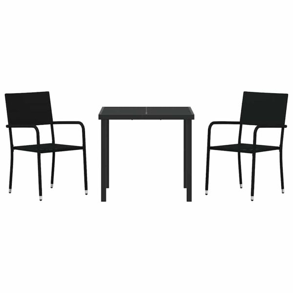 Комплект за хранене в градината 3 pcs Черно полиратан