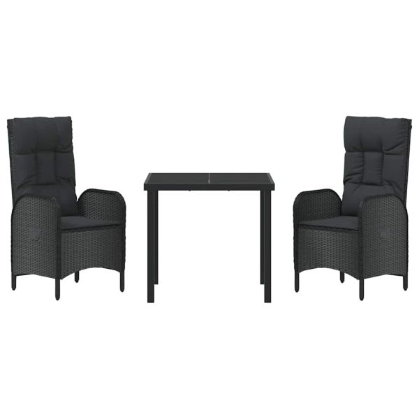 Комплект за хранене в градината 3 pcs Черно полиратан