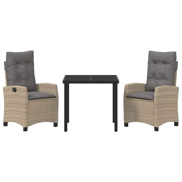 Комплект за хранене в градината 3 pcs Бежово полиратан