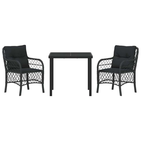 Комплект за хранене в градината 3 pcs Черно полиратан