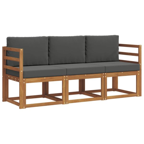 Комплект дивани за открито 3 pcs Натурален и Антрацит