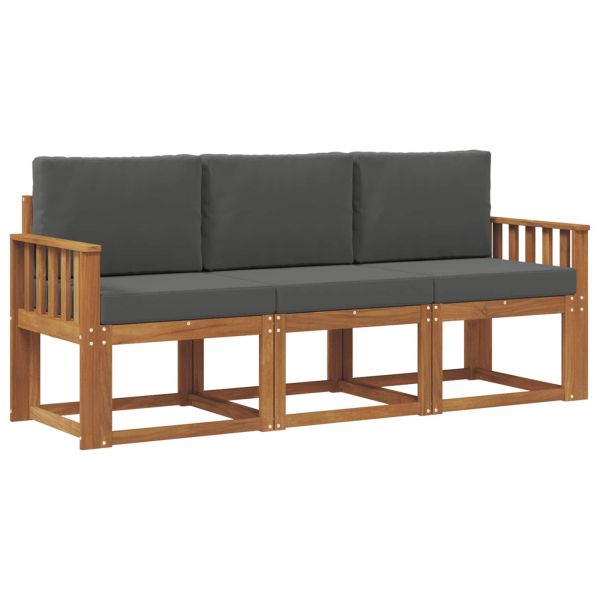 Комплект дивани за открито 3 pcs Натурален и Антрацит