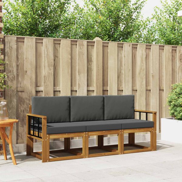 Комплект дивани за открито 3 pcs Натурален и Антрацит