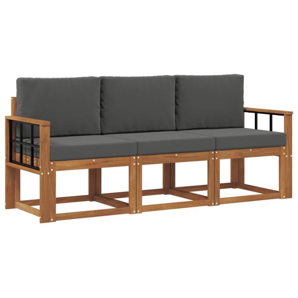 Комплект дивани за открито 3 pcs Натурален и Антрацит