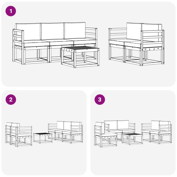 Комплект дивани за открито с възглавница Натурален и Антрацит
