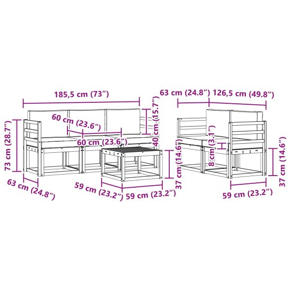 Комплект дивани за открито с възглавница Натурален и Антрацит