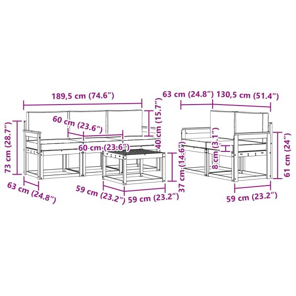 Комплект дивани за открито с възглавница Натурален и Антрацит