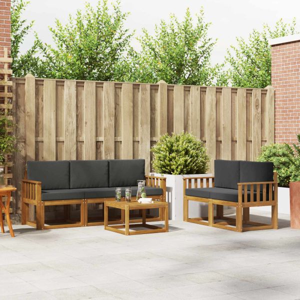 Комплект дивани за открито с възглавница Натурален и Антрацит