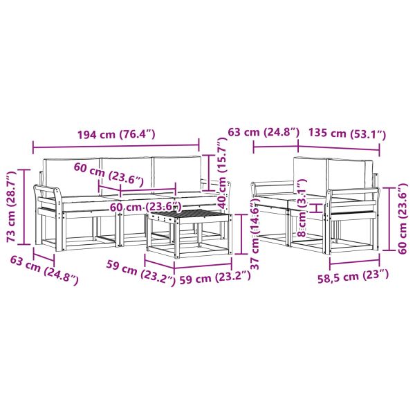 Комплект дивани за открито с възглавница Натурален и Антрацит