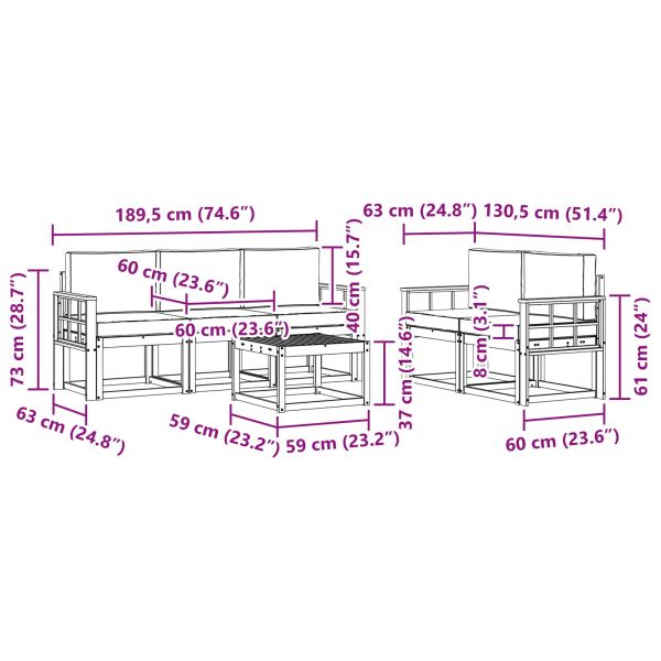 Комплект дивани за открито с възглавница Натурален и Антрацит