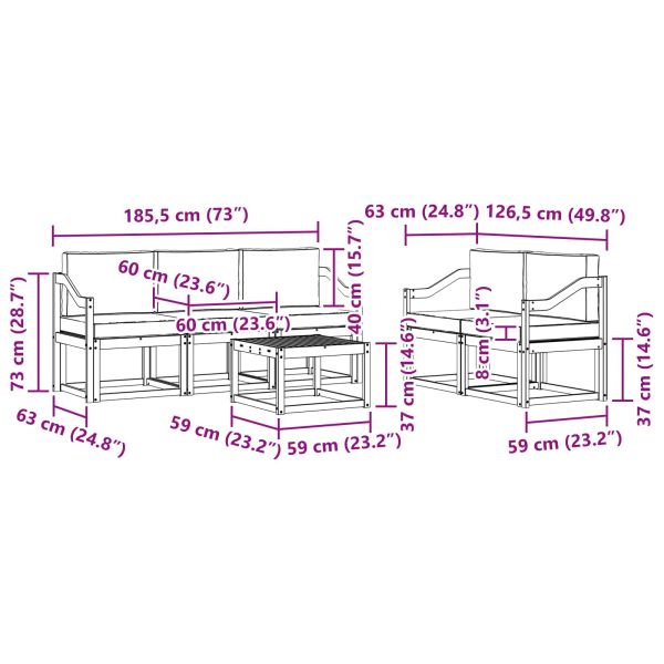 Комплект дивани за открито с възглавница Натурален и Антрацит