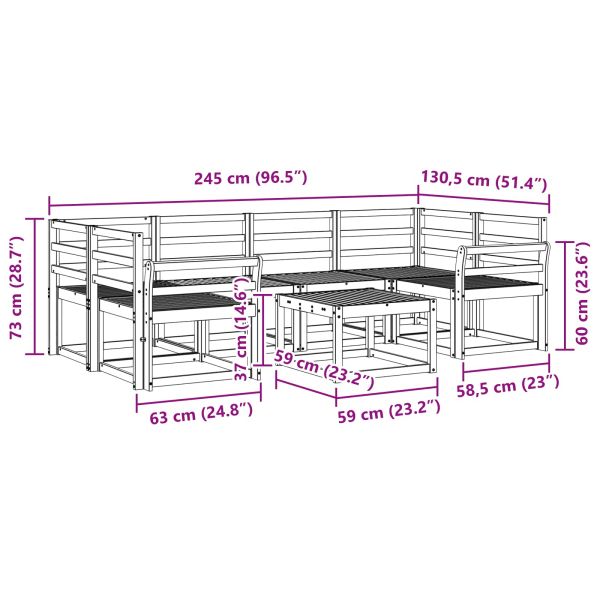 Комплект дивани за открито 7 pcs Естествен