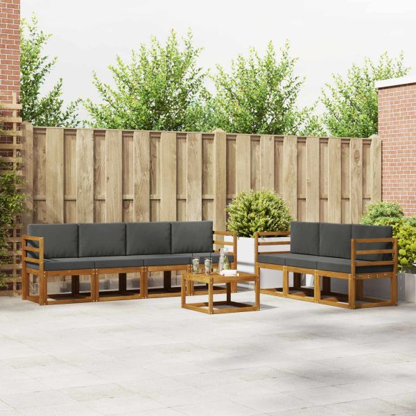 Комплект дивани за открито 8 pcs Натурален и Антрацит