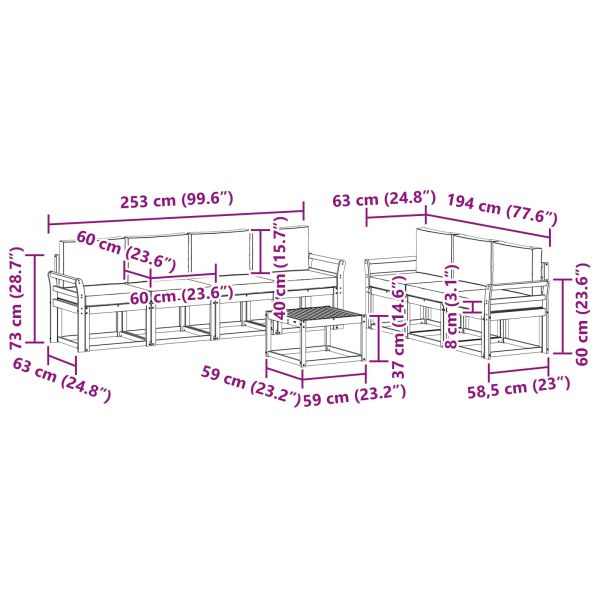Комплект дивани за открито 8 pcs Натурален и Антрацит