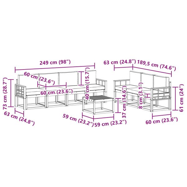 Комплект дивани за открито 8 pcs Натурален и Антрацит