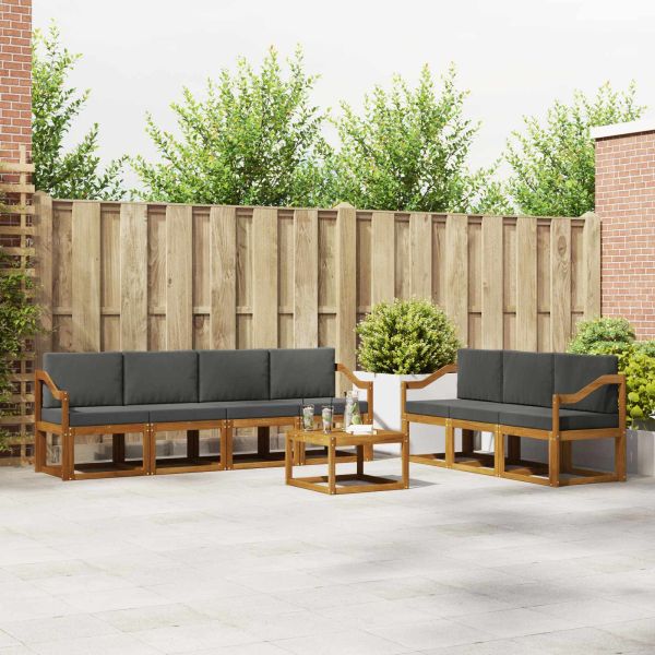 Комплект дивани за открито 8 pcs Натурален и Антрацит