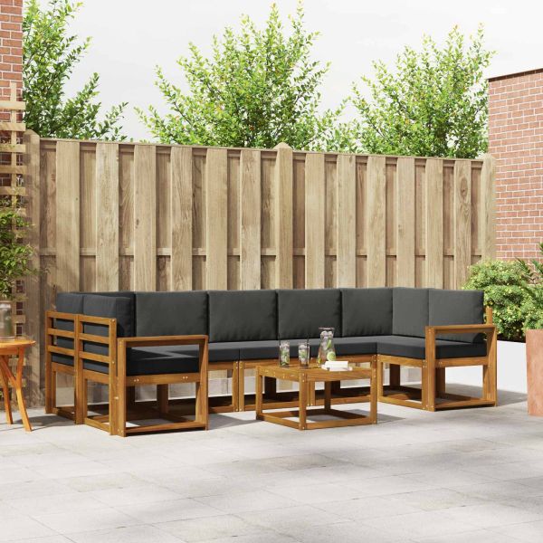 Комплект дивани за открито 8 pcs Натурален и Антрацит