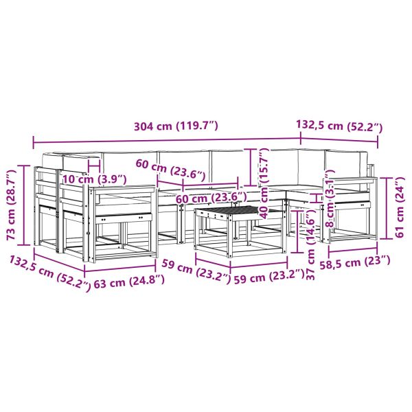 Комплект дивани за открито 8 pcs Натурален и Антрацит