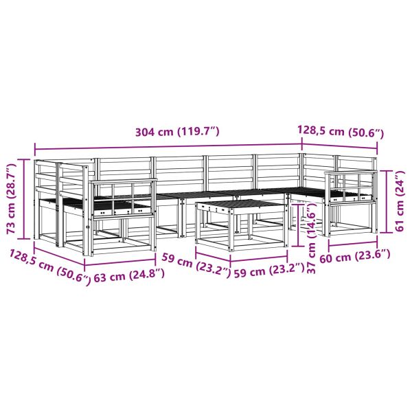 Комплект дивани за открито 8 pcs Естествен