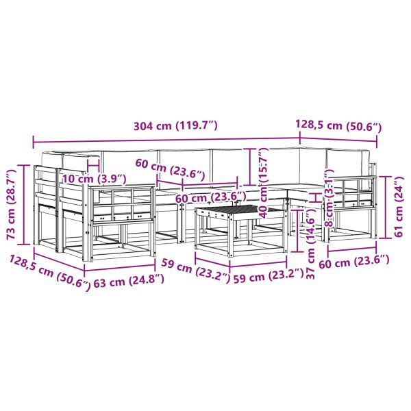 Комплект дивани за открито 8 pcs Натурален и Антрацит