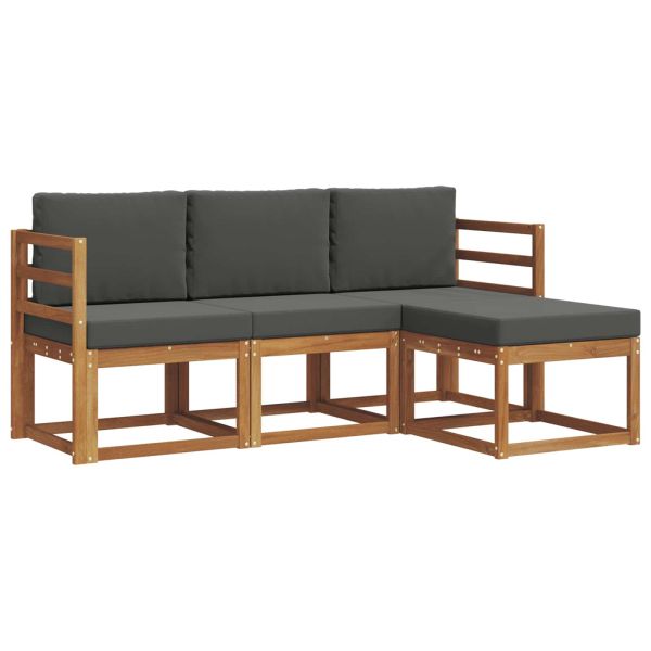 Комплект дивани за открито 4 pcs Натурален и Антрацит