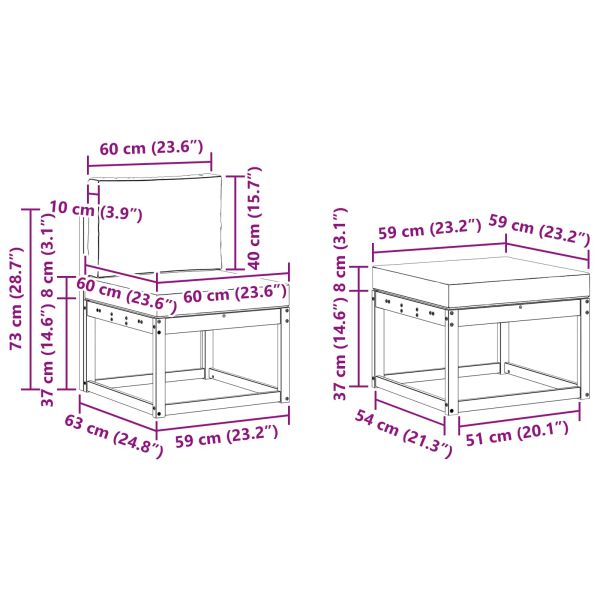 Комплект дивани за открито 4 pcs Натурален и Антрацит