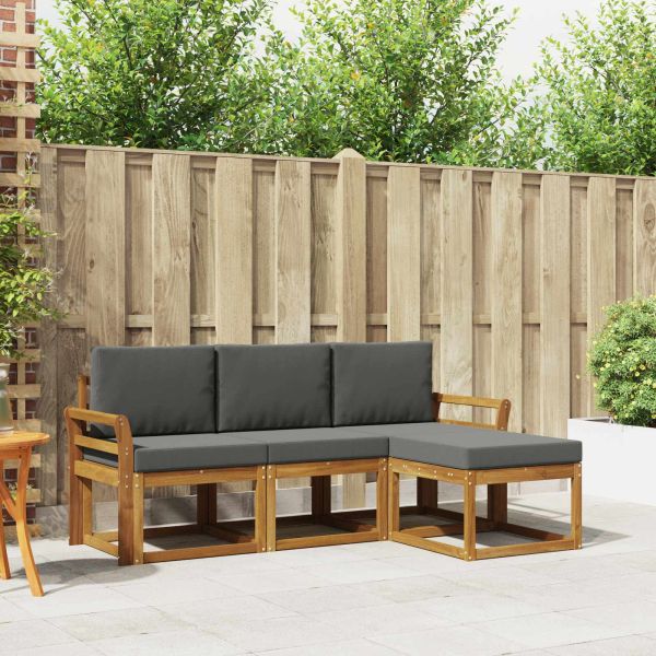 Комплект дивани за открито 4 pcs Натурален и Антрацит