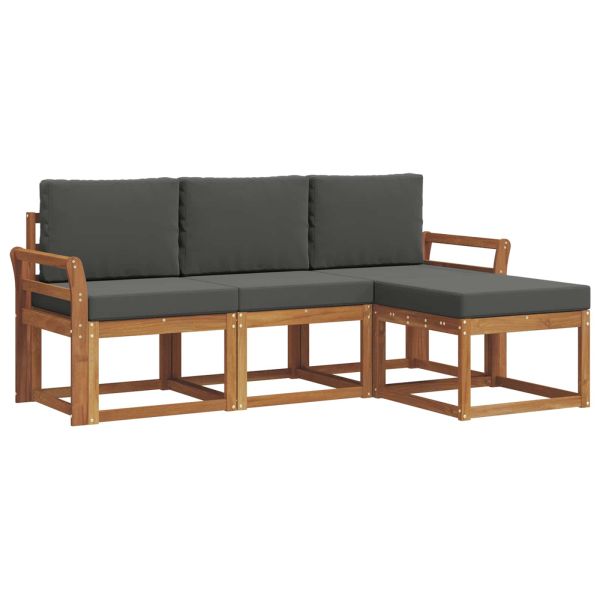 Комплект дивани за открито 4 pcs Натурален и Антрацит