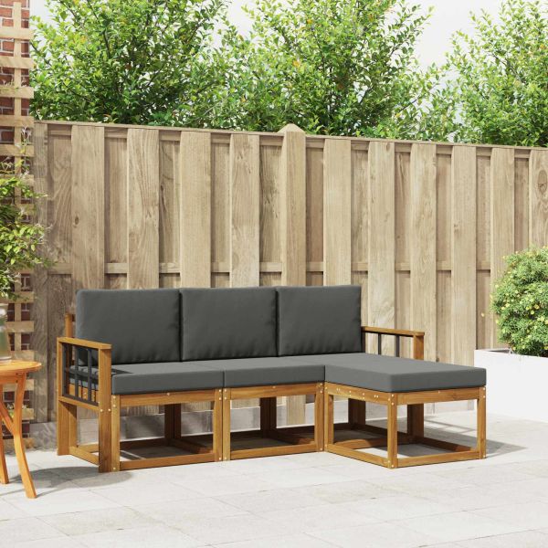 Комплект дивани за открито 4 pcs Натурален и Антрацит