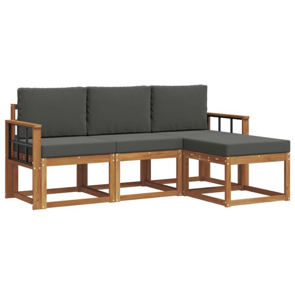 Комплект дивани за открито 4 pcs Натурален и Антрацит