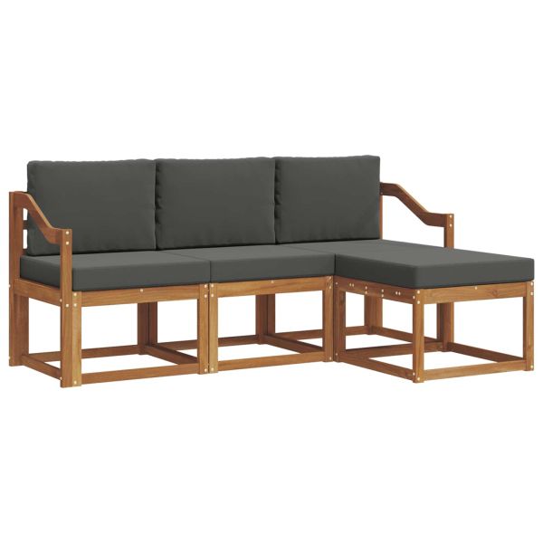 Комплект дивани за открито 4 pcs Натурален и Антрацит