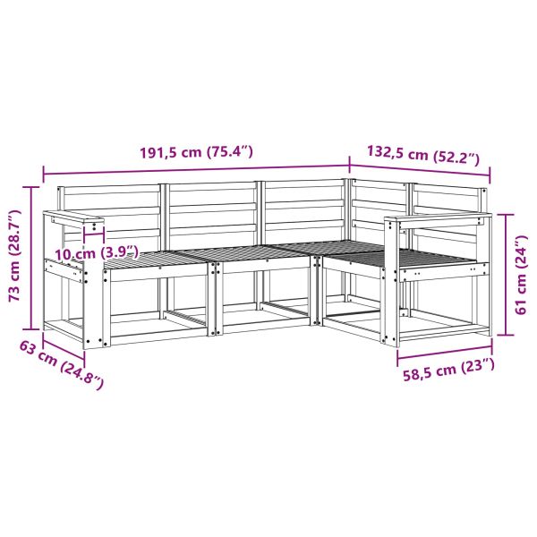 Комплект дивани за открито 4 pcs Естествен