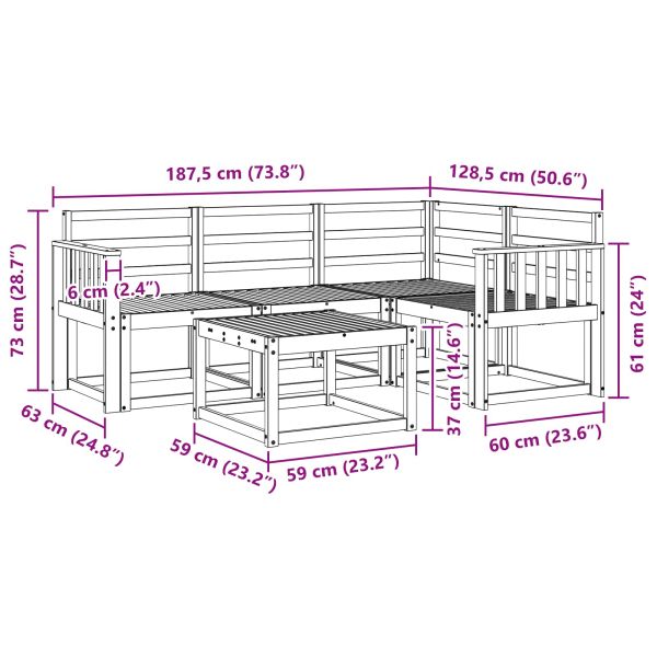 Комплект дивани за открито 5 pcs Естествен