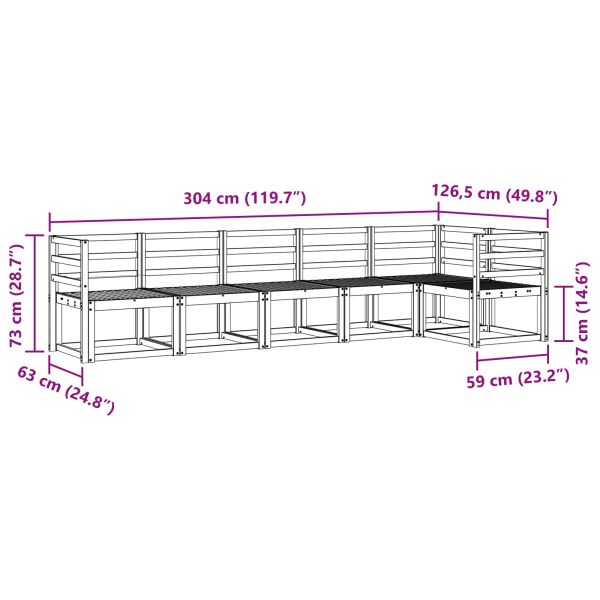 Комплект дивани за открито 6 pcs Естествен