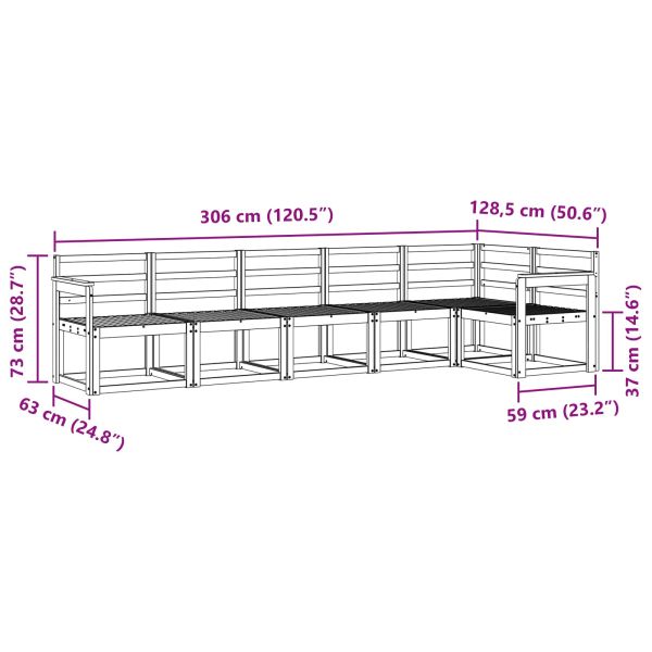 Комплект дивани за открито 6 pcs Естествен