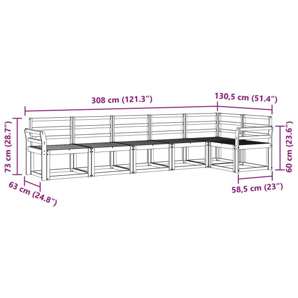 Комплект дивани за открито 6 pcs Естествен