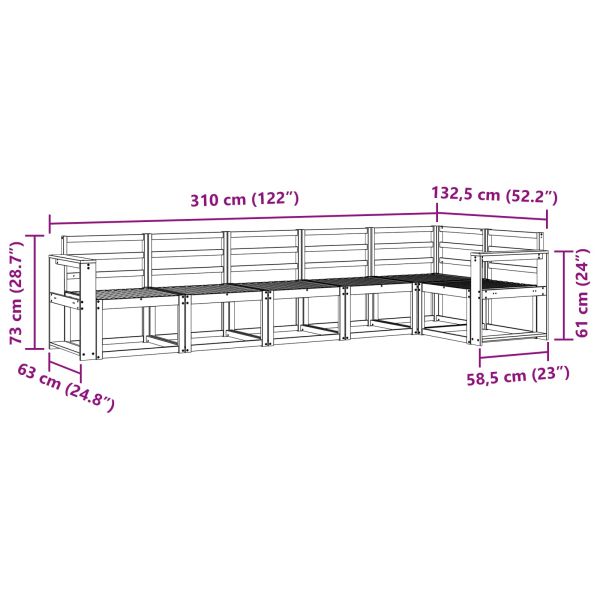 Комплект дивани за открито 6 pcs Естествен