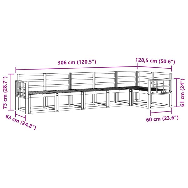 Комплект дивани за открито 6 pcs Естествен
