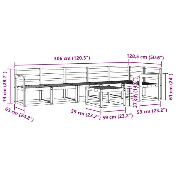 Комплект дивани за открито 7 pcs Естествен