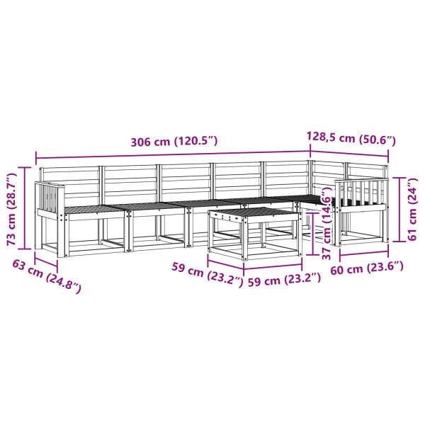 Комплект дивани за открито 7 pcs Естествен