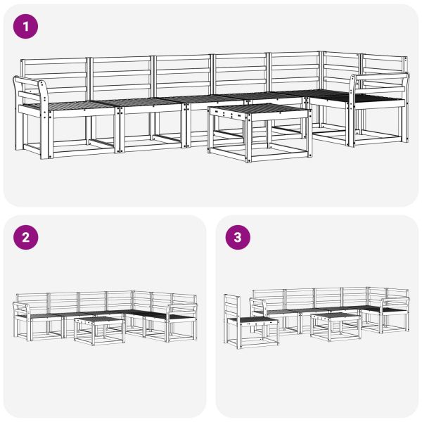 Комплект дивани за открито 7 pcs Естествен