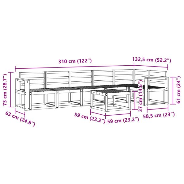 Комплект дивани за открито 7 pcs Естествен