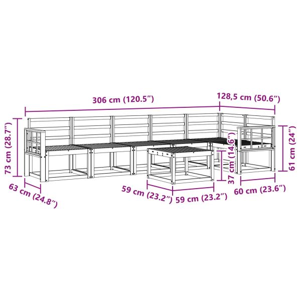Комплект дивани за открито 7 pcs Естествен