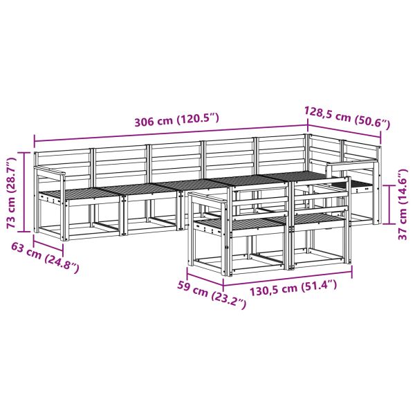 Комплект дивани за открито 8 pcs Естествен