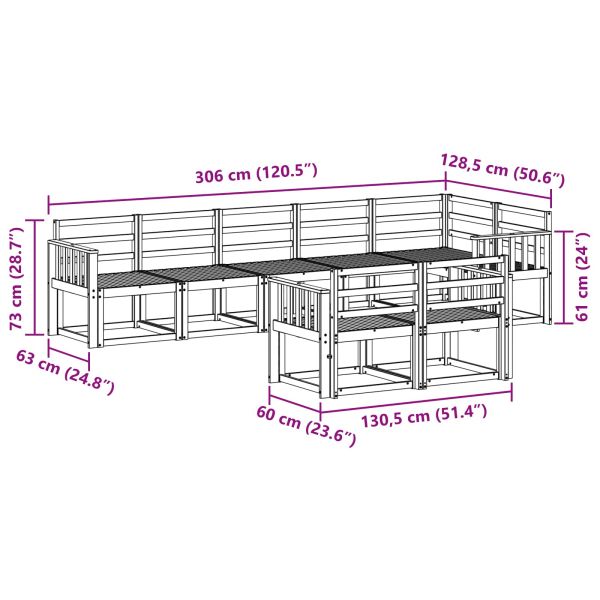 Комплект дивани за открито 8 pcs Естествен