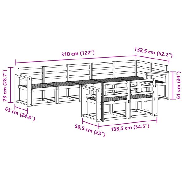 Комплект дивани за открито 8 pcs Естествен