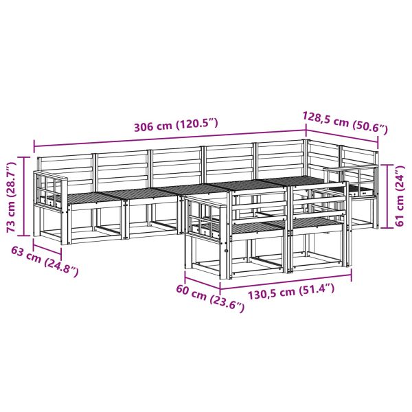 Комплект дивани за открито 8 pcs Естествен