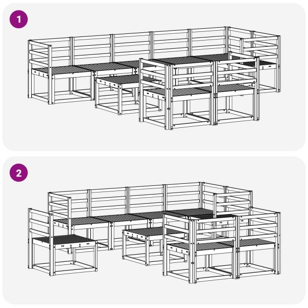 Комплект дивани за открито 9 pcs Естествен